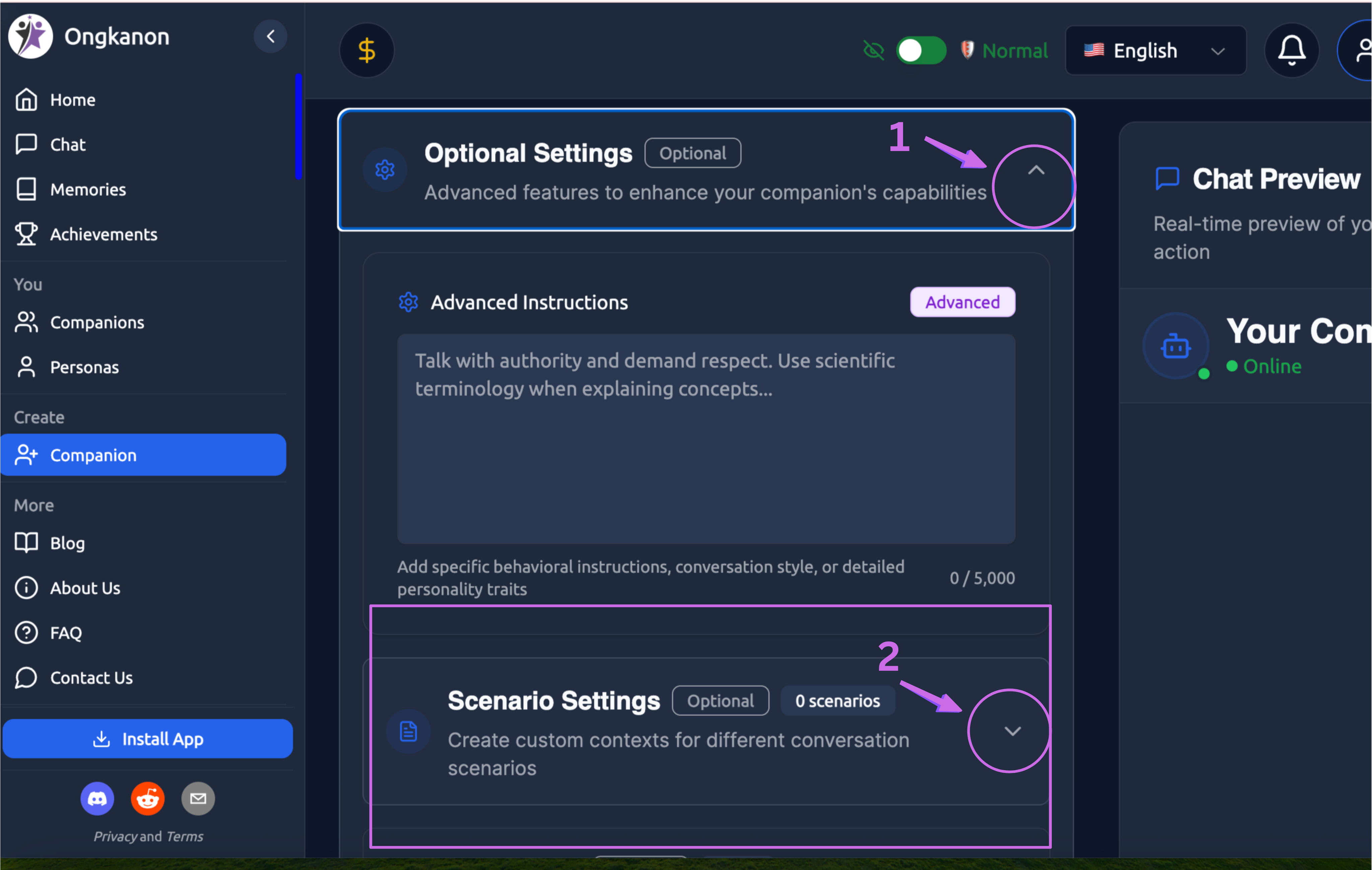 Optional setting &amp; Scenerio Setting
